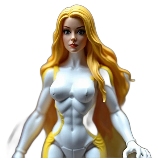 comic book art, 3d render, concept art, fantasy art, white, action, figure, female transparent PNG cut-out