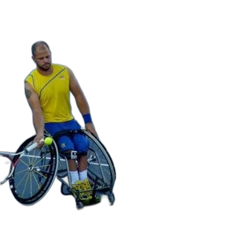 male, tennis, player, wheelchair, wearing, yellow, tank, top transparent PNG cut-out