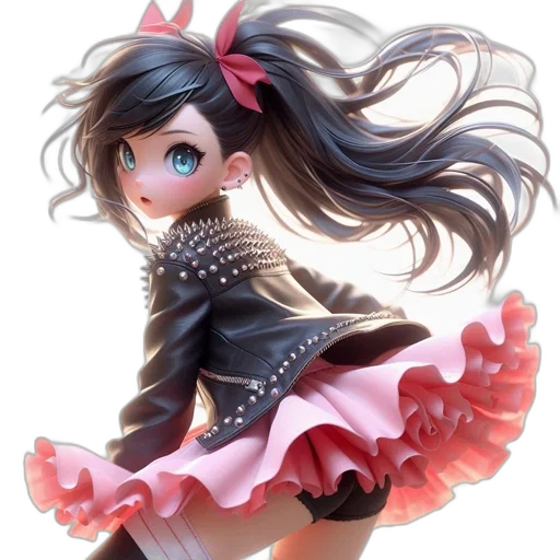dress, robot, staff, anime, 3d render, fantasy art, concept art, dark transparent PNG cut-out
