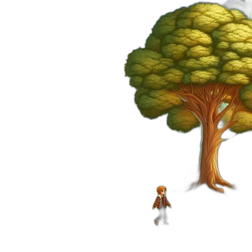tree, concept art, pixel art, 3d render, fantasy art, forest, rain, fog transparent PNG cut-out