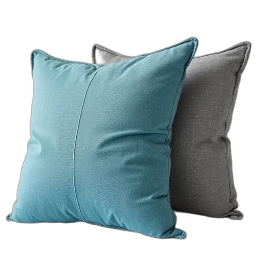 furniture, 3d render, photorealistic, blue, monochrome, cushion, aqua, gray transparent PNG cut-out