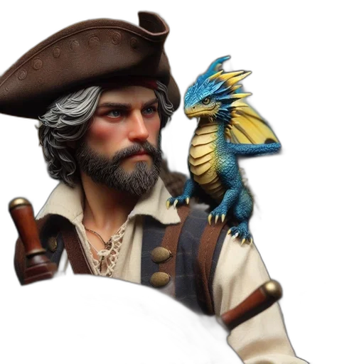 dragon, fantasy art, concept art, 3d render, photorealistic, image, shows, pirate transparent PNG cut-out