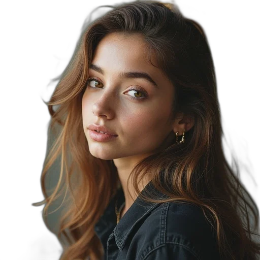 face, hair, jewelry, jacket, photorealistic, oil painting, cartoon, fantasy art transparent PNG cut-out