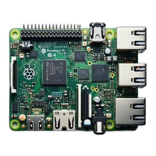 close-up, visuals, depict, raspberry, motherboard, displaying, green, color transparent PNG cut-out