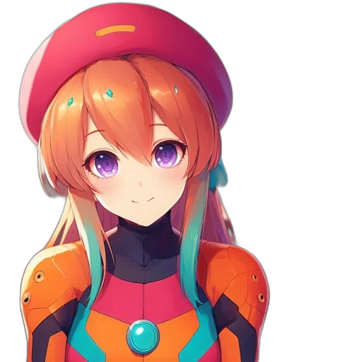 robot, face, dress, hat, anime, pixel art, concept art, 3d render transparent PNG cut-out