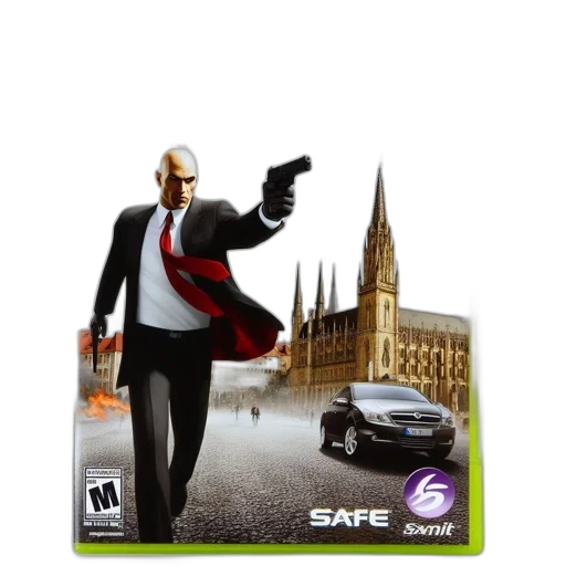 car, concept art, city street, illustration, bald, man, suit, holding transparent PNG cut-out