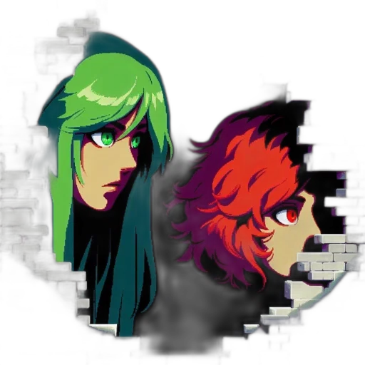 mask, pixel art, anime, concept art, fantasy art, fire, outer space, green transparent PNG cut-out
