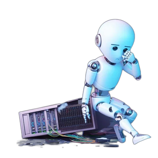 robot, cyberpunk, 3d render, vaporwave, concept art, distressed, humanoid, stands transparent PNG cut-out