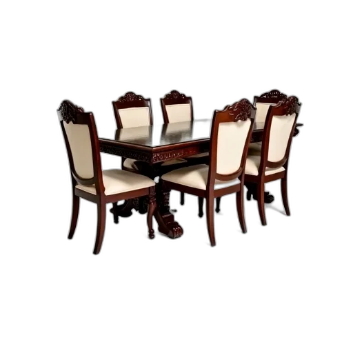 furniture, 3d render, photorealistic, mahogany, dining, table, glass, top transparent PNG cut-out