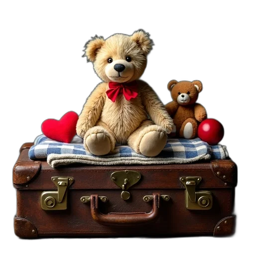 furniture, photorealistic, 3d render, oil painting, small, worn-out, teddy, bear transparent PNG cut-out