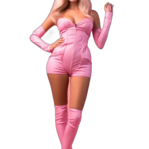 dress, 3d render, concept art, cartoon, pastel, woman, pink, bodysuit transparent PNG cut-out