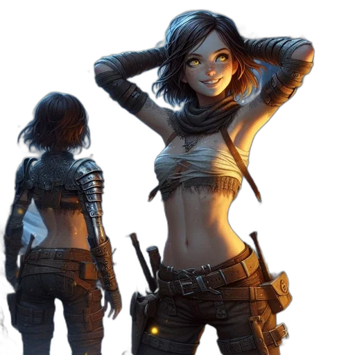 weapon, concept art, cyberpunk, comic book art, fantasy art, dark, two, armored transparent PNG cut-out