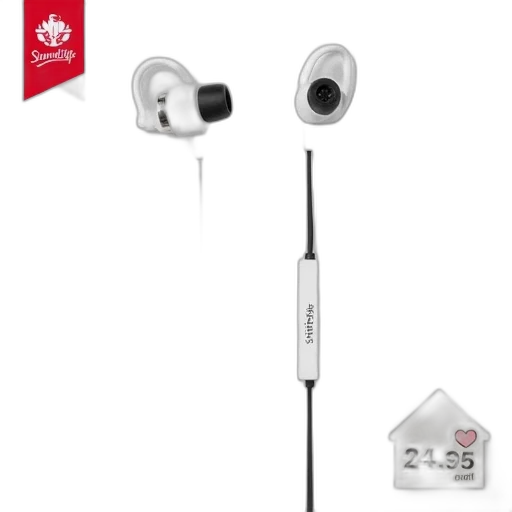 white, black, earbud, ear, hook, displayed, against, background transparent PNG cut-out