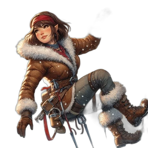 jacket, staff, weapon, concept art, fantasy art, comic book art, pixel art, snow transparent PNG cut-out