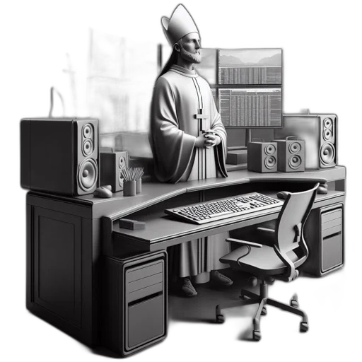 furniture, staff, 3d render, concept art, photorealistic, ecclesiastical, figure, donning transparent PNG cut-out