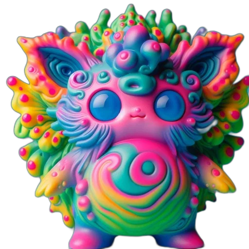 creature, dragon, vaporwave, 3d render, concept art, neon, colorful, creature-like transparent PNG cut-out