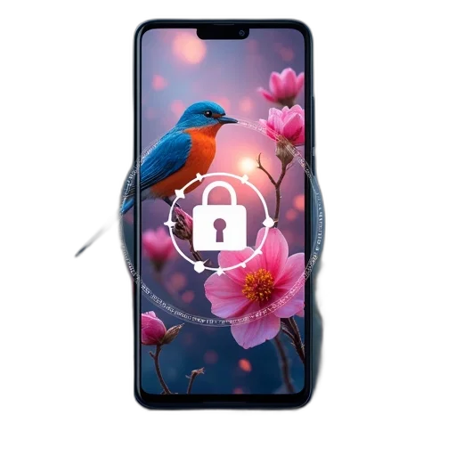 smartphone, colorful, wallpaper, bird, flowers, screen, digital, lock transparent PNG cut-out
