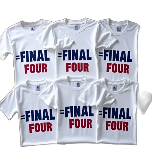 display, white, t-shirts, text, final, four, blue, red transparent PNG cut-out