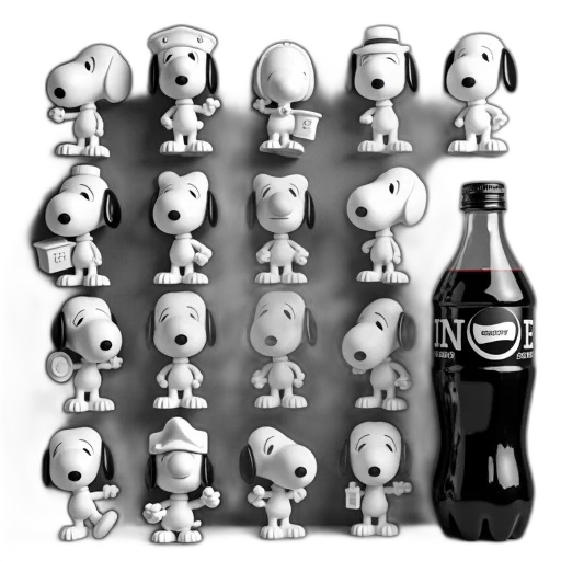 bottle, robot, food, 3d render, concept art, cartoon, monochrome, collection transparent PNG cut-out