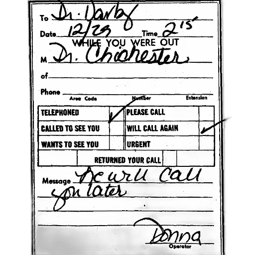 message, slip, donna, dated, december, 29th, indicating, chichester transparent PNG cut-out
