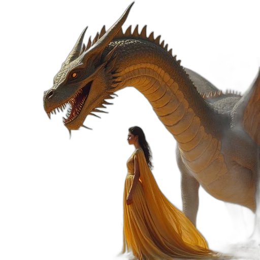 dragon, creature, fantasy art, concept art, 3d render, photorealistic, fire, golden transparent PNG cut-out