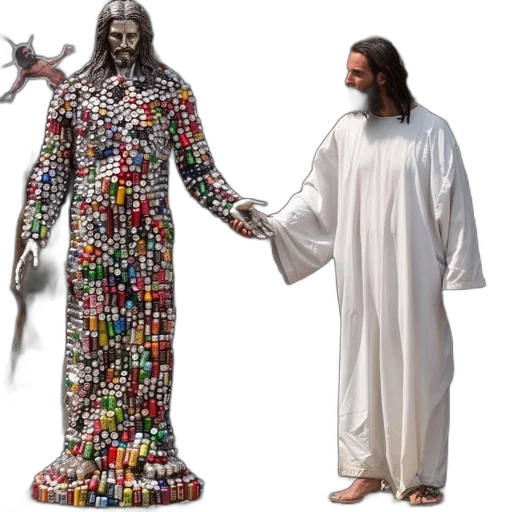 pixel art, concept art, 3d render, man, white, robe, long, hair transparent PNG cut-out