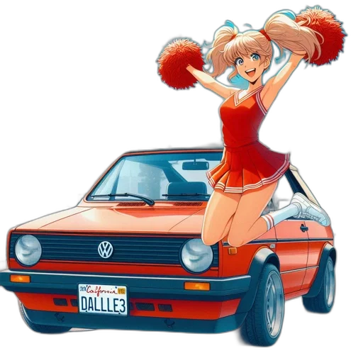 car, dress, weapon, anime, concept art, cartoon, 3d render, cheerful transparent PNG cut-out