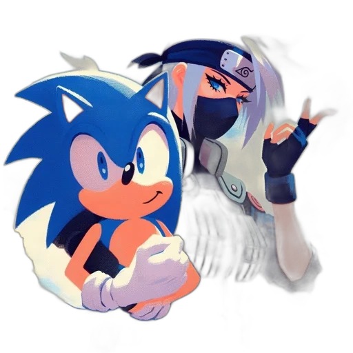 concept art, 3d render, pixel art, vaporwave, blue, monochrome, sonic, hedgehog transparent PNG cut-out
