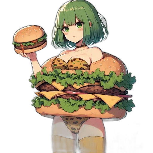 food, dress, creature, animal, pixel art, concept art, anime, watercolor transparent PNG cut-out