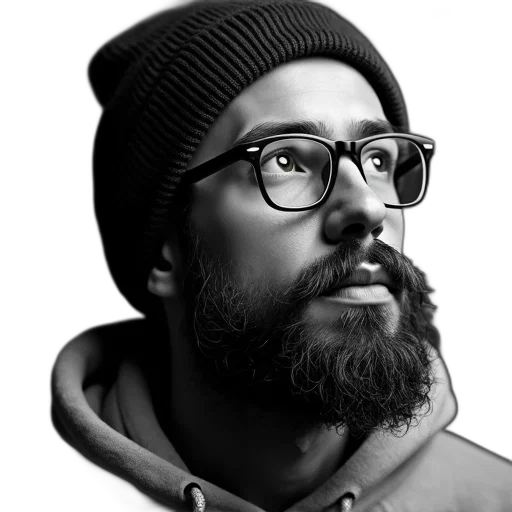 face, hat, jacket, staff, photorealistic, cartoon, pencil sketch, comic book art transparent PNG cut-out