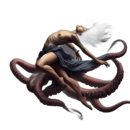 creature, hair, animal, concept art, fantasy art, pixel art, comic book art, underwater transparent PNG cut-out
