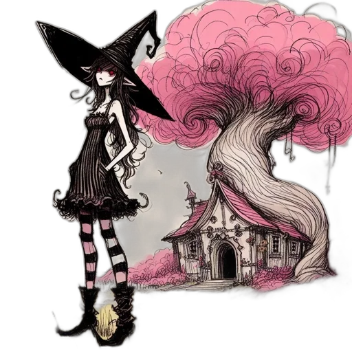 dress, creature, hat, staff, concept art, fantasy art, watercolor, cartoon transparent PNG cut-out