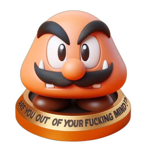 staff, weapon, hat, face, 3d render, comic, rendition, goomba-like transparent PNG cut-out