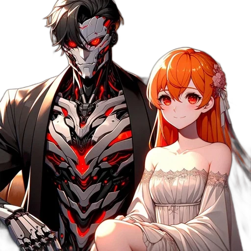 robot, mask, dress, weapon, anime, concept art, pixel art, comic book art transparent PNG cut-out