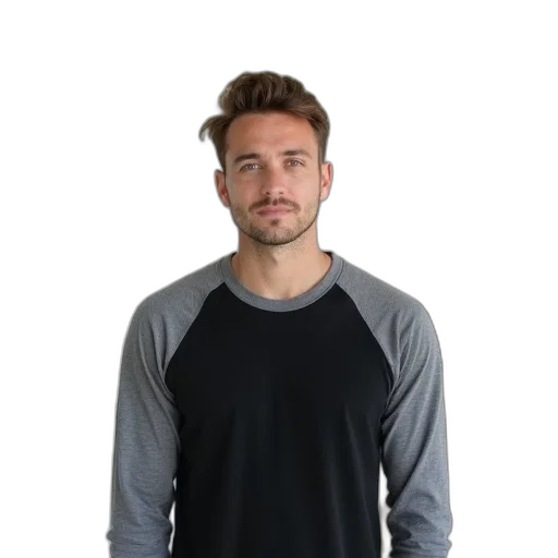 jacket, staff, face, hair, 3d render, monochrome, dark, man transparent PNG cut-out
