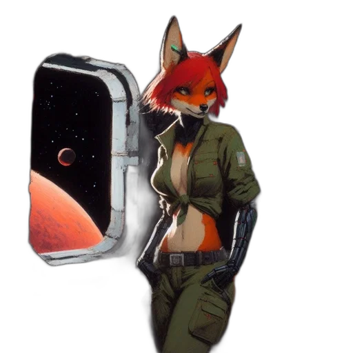 jacket, staff, mask, animal, concept art, fantasy art, pixel art, cyberpunk transparent PNG cut-out