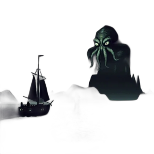 creature, mask, concept art, 3d render, fantasy art, pixel art, fog, underwater transparent PNG cut-out