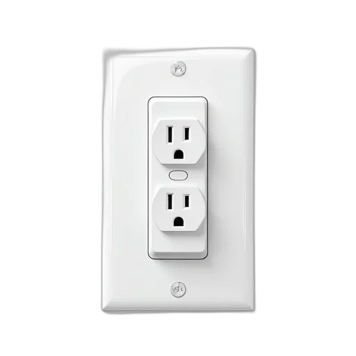 robot, face, 3d render, photorealistic, white, electrical, outlet, mounted transparent PNG cut-out