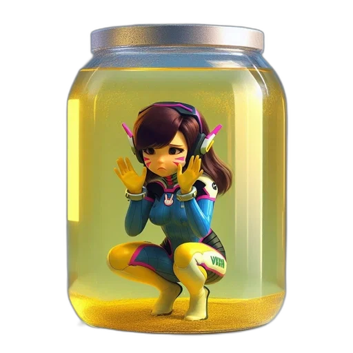bottle, food, 3d render, concept art, pixel art, vaporwave, animated, woman transparent PNG cut-out
