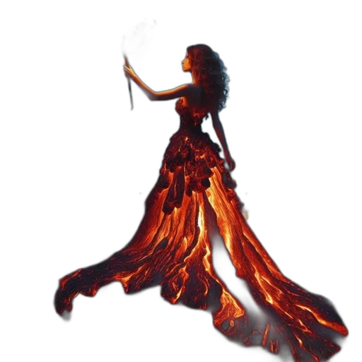 dress, staff, concept art, fantasy art, pixel art, watercolor, fire, red transparent PNG cut-out