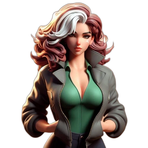 jacket, comic book art, concept art, 3d render, fantasy art, green, vividly, colored transparent PNG cut-out