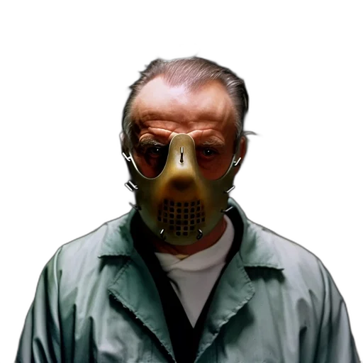 mask, face, jacket, staff, cyberpunk, concept art, photorealistic, man transparent PNG cut-out