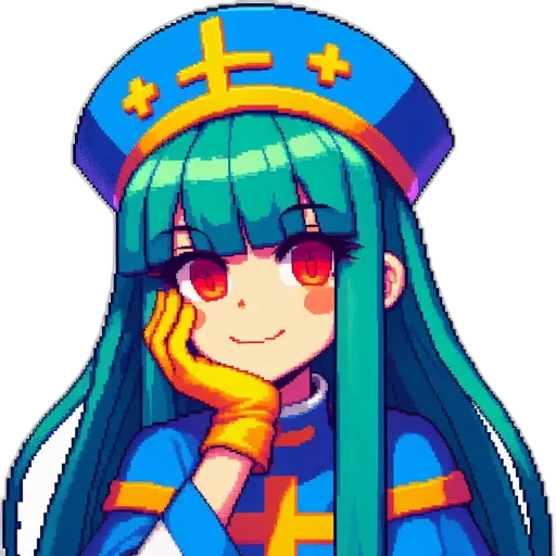 staff, robot, crown, weapon, pixel art, anime, vaporwave, fantasy art transparent PNG cut-out