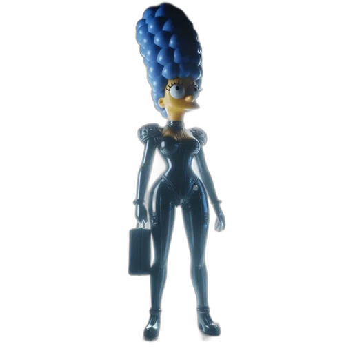 robot, hair, crown, staff, 3d render, concept art, outer space, blue transparent PNG cut-out