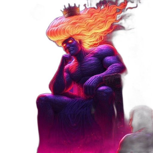crown, creature, hair, concept art, comic book art, fantasy art, pixel art, fire transparent PNG cut-out