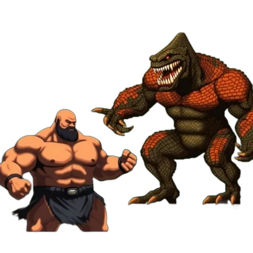 creature, concept art, pixel art, 3d render, comic book art, muscular, man, loincloth transparent PNG cut-out