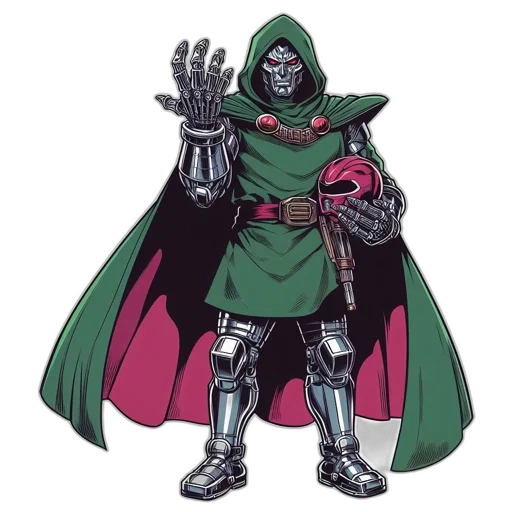 mask, concept art, comic book art, green, armored, figure, cloak, silver transparent PNG cut-out