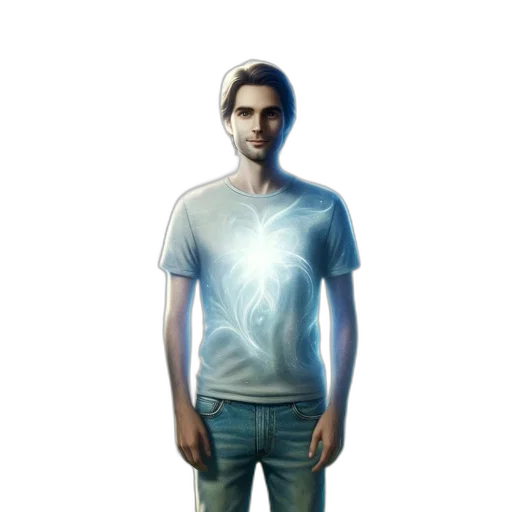 jacket, face, staff, robot, concept art, pixel art, 3d render, fantasy art transparent PNG cut-out