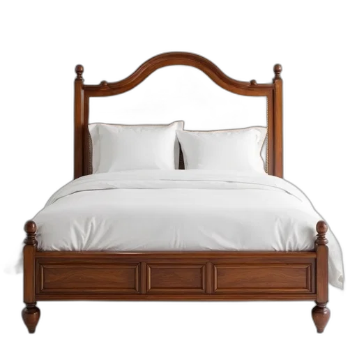furniture, crown, earth tones, traditional, wooden, bed, woven, headboard transparent PNG cut-out