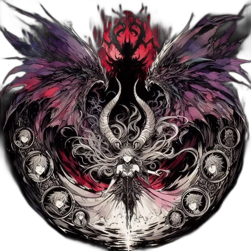 mask, dragon, crown, face, concept art, fantasy art, anime, watercolor transparent PNG cut-out
